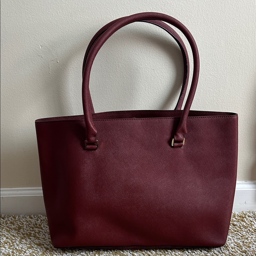 Kate Spade Deep Red Tote Bag with Gold Accents - Picture 2 of 6